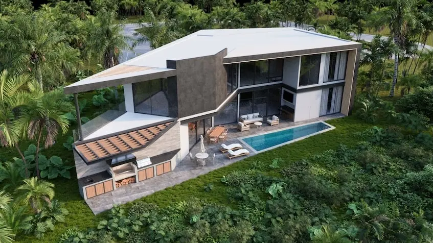 Vista aerea Villa Essenza Playa del Carmen | Casa 5 Recámaras en Venta
