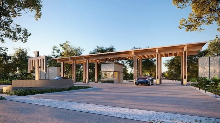Main access sunset at Paramo Residencial Valladolid Yucatan