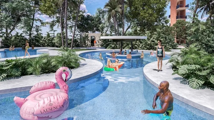 Alberca con lounge niños La Esencia Valladolid Yucatán