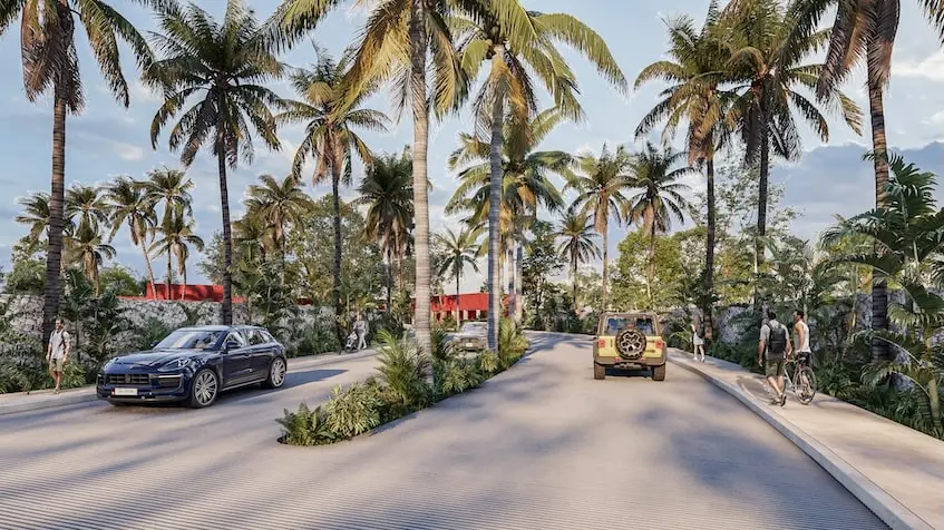 Avenida principal en La Esencia Valladolid Yucatán