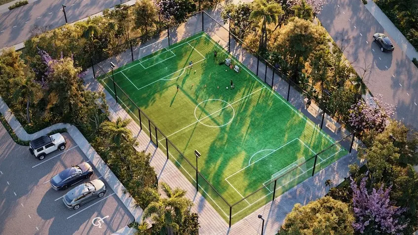 A soccer field at Paramo Residencial Valladolid Yucatan