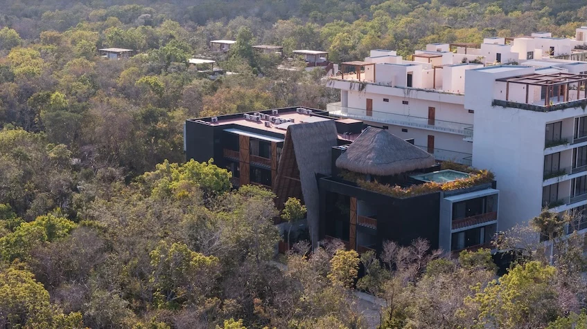 Vista aerea Casas Hoja Santa Tulum