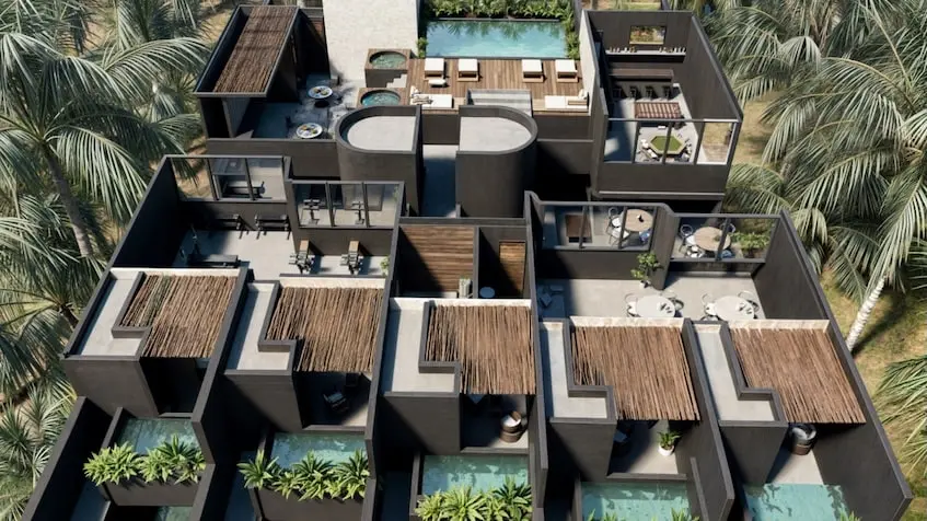 Amenidades privadas vista aerea en Regina Black Tulum