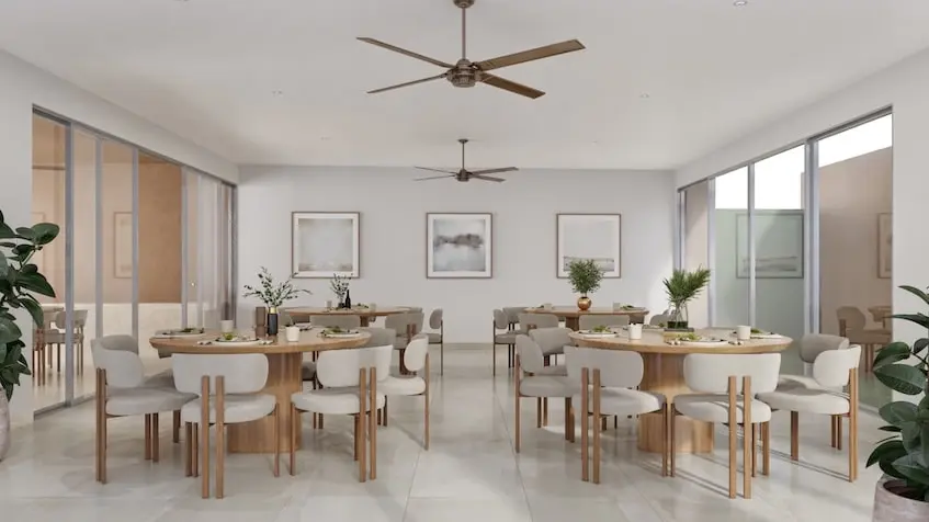 Social dining area at Covalia Merida