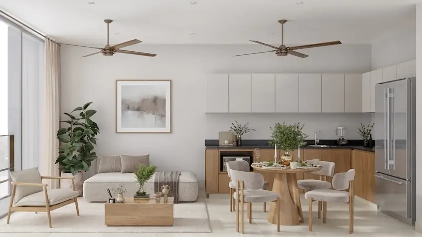 Social area in apartment in Covalia Merida