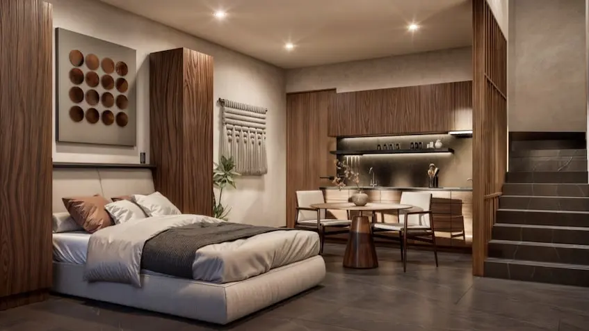 Interior de un Estudio Penthouse en Regina Black Tulum