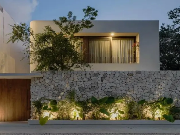 Fachada noche Villa Riviera Tulum | Casa de 3 Recámaras en Venta