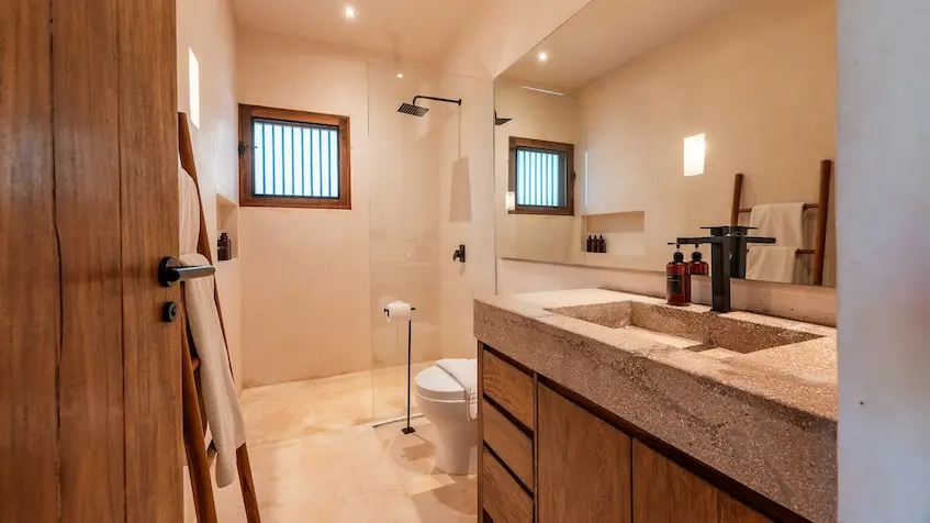 Interior of a bathroom at Kokoon Villa Tulum