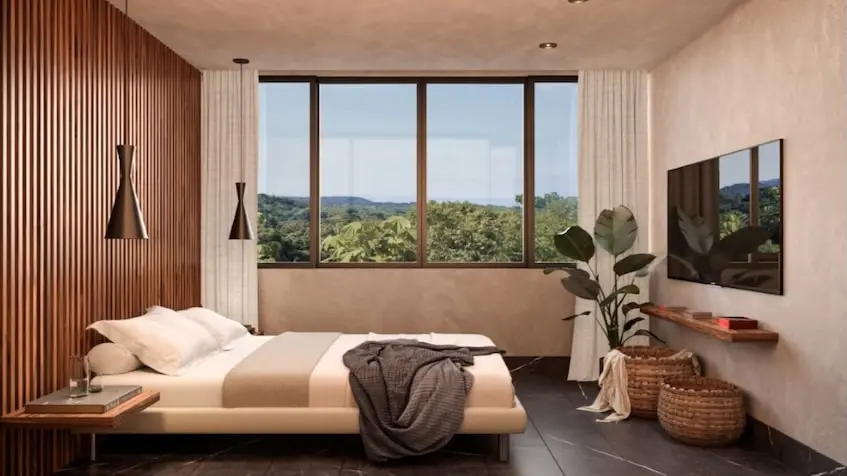 Interior de un dormitorio en Regina Black Tulum