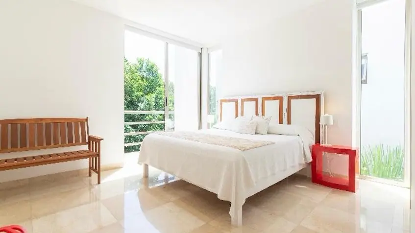 Interior of one bedroom at Villa Lol Ha Playacar Playa del Carmen