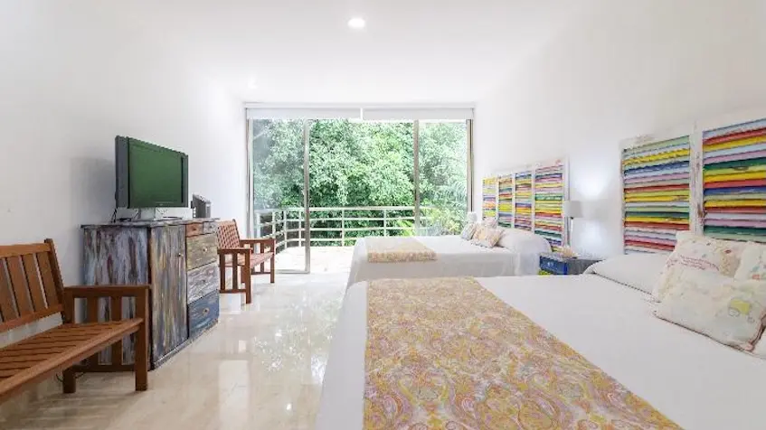 Interior of a Double Bedroom in Villa Lol Ha Playacar Playa del Carmen