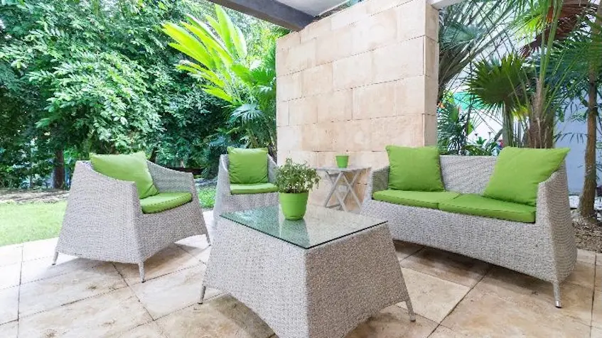 Outdoor living room of Villa Lol Ha Playacar Playa del Carmen