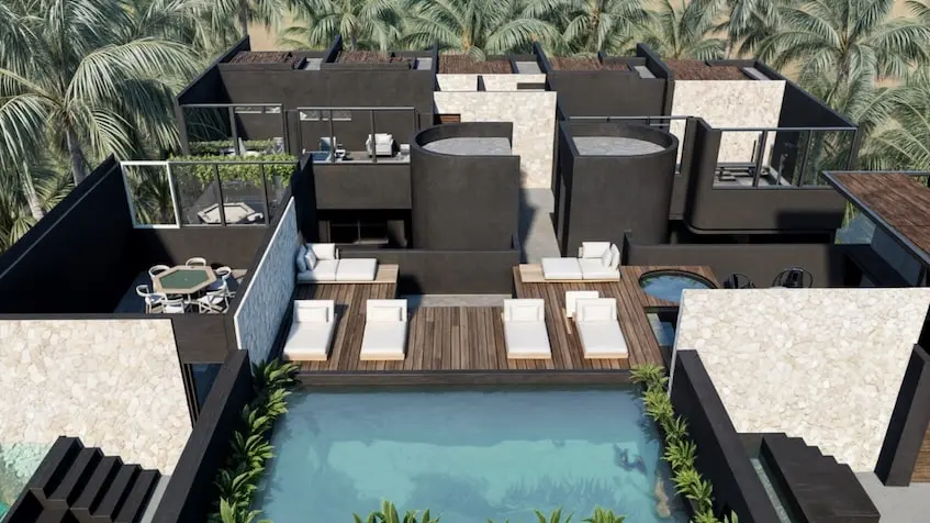 Amenidad vista aerea en Regina Black Tulum