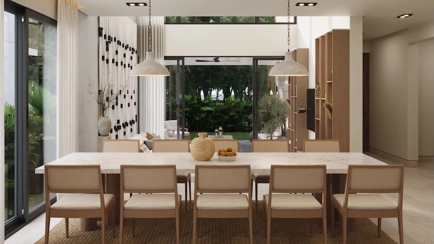 Comedor con sala en Villas Leembal Playa del Carmen
