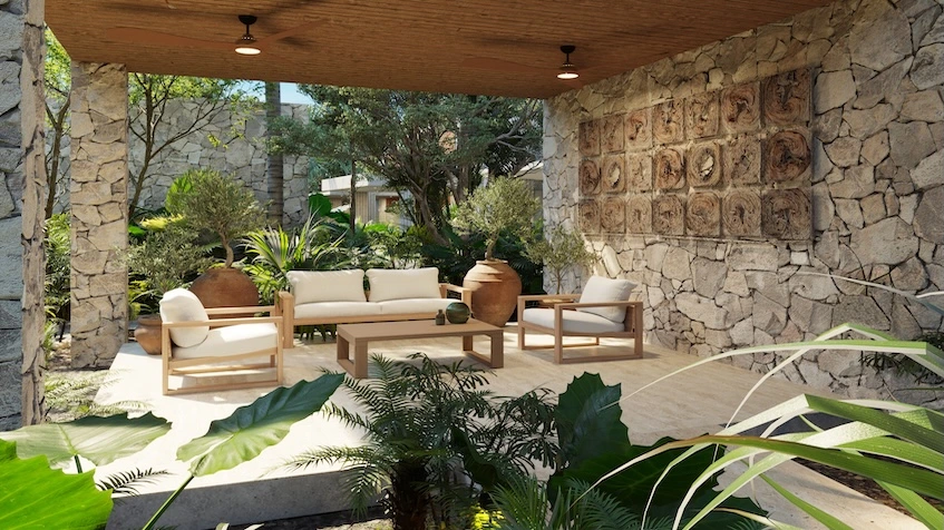 Sala exterior en Villas Leembal Playa del Carmen