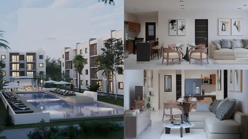 Night pool and Valmira Living Cancun apartment