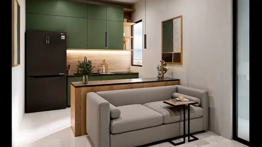 Cocina sala Ayana Residences Playa del Carmen