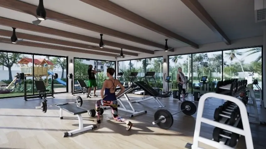 Gimnasio interior en Valmira Living Cancun