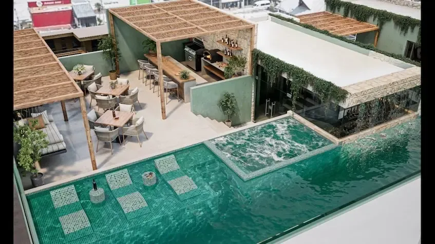 Rooftop con alberca vista aerea en Ayana Residences Playa del Carmen