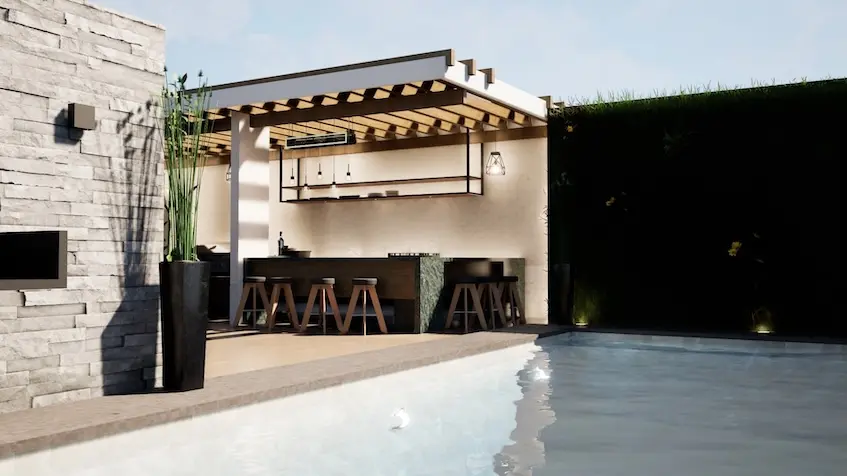 Alberca area social Residencial Sense en Cancun