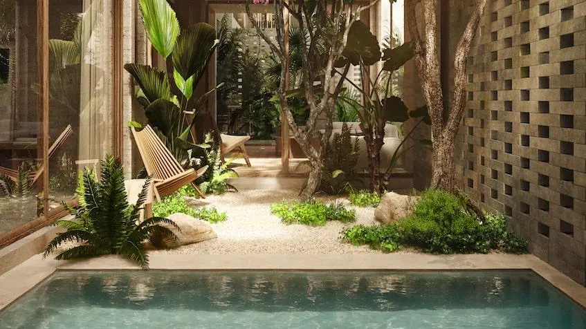 Alberca jardin interior Valentina Tulum