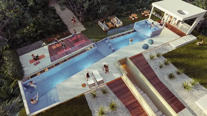 Alberca con rooftop en Green view Tulum Country Club