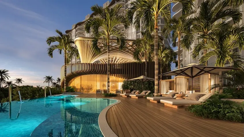 Alberca spa One Laguna Residences Cancún