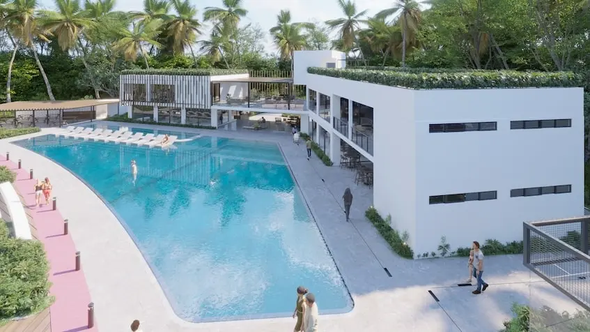 Alberca vista aerea Lumara Residencial Playa del Carmen