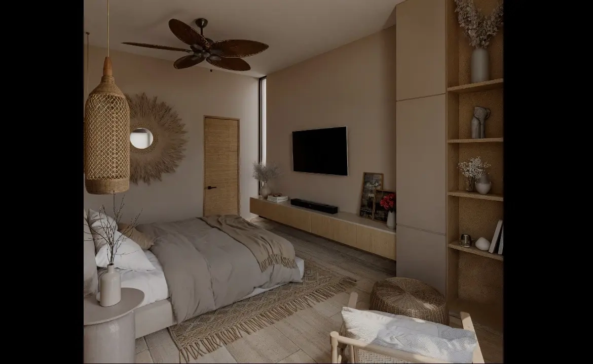 Interior recamara Casa Selva Zama Ahimsa Tulum