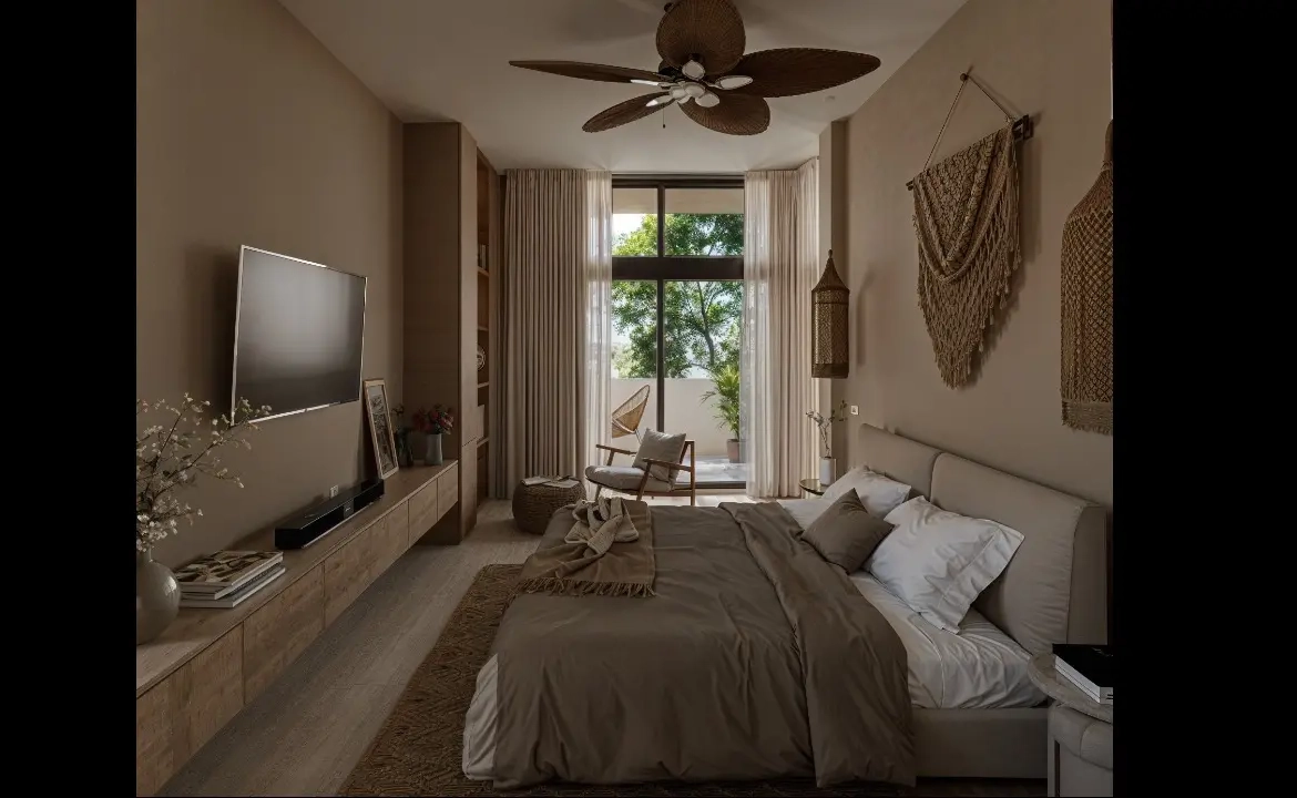 Interior recamara Casa Selva Zama Ahimsa Tulum