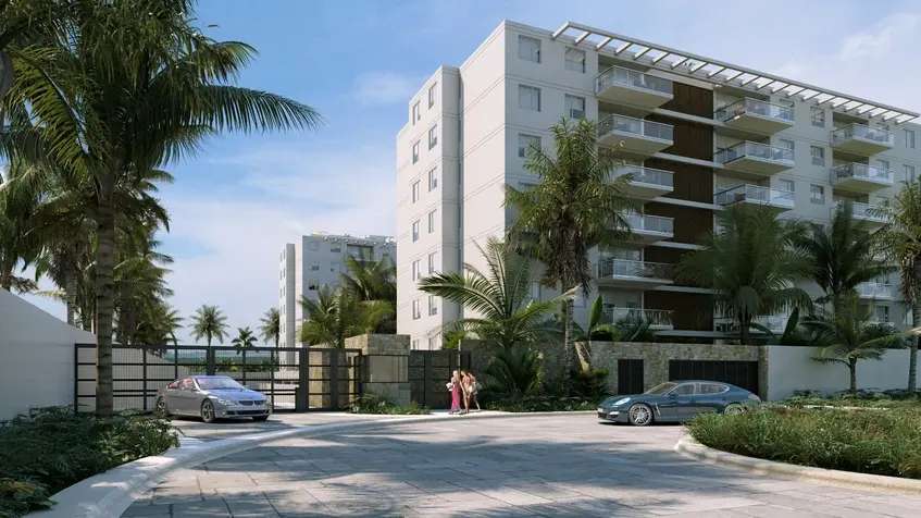 Calle entrada Alzia Residencial Cancun