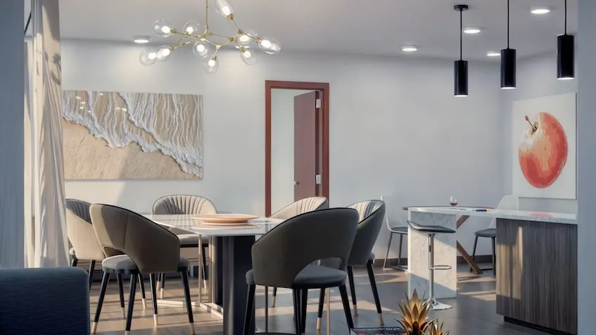 Comedor area social en Residencial Sense en Cancun