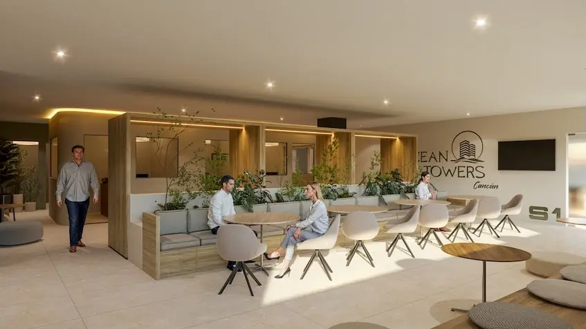 Area de Coworking en Ocean Towers Cancun