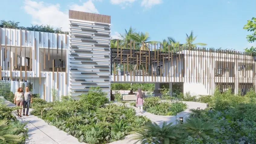 Fachada amenidades de Lumara Residencial Playa del Carmen