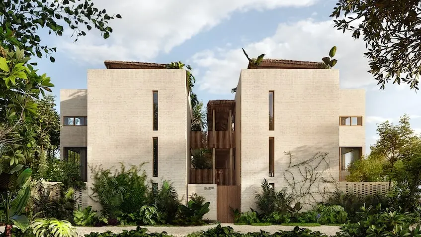 Fachada lateral de Valentina Tulum