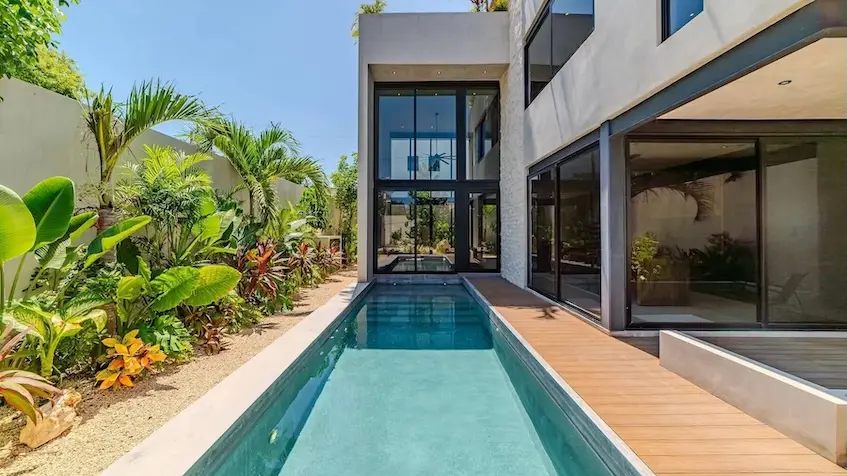 Rear Facade Pool Reflections Tulum