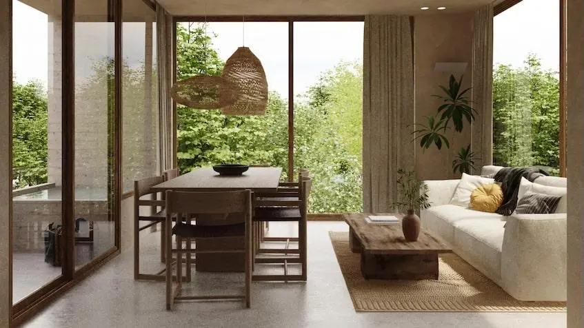 Sala comedor de bosque Valentina Tulum