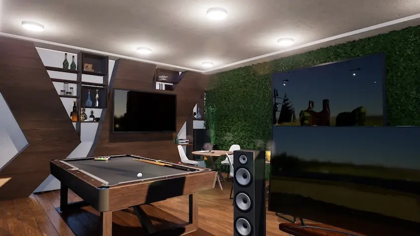 Salon de juegos adultos en billar y tv en Residencial Sense en Cancun