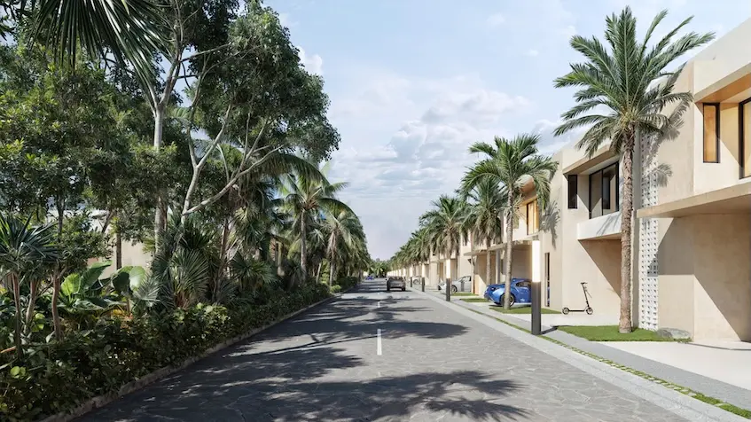 Vialidad principal en Nubba Residencial Playa del Carmen