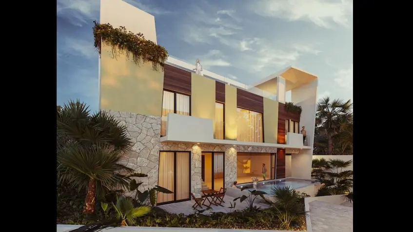 Villa exterior en Green view Tulum Country Club