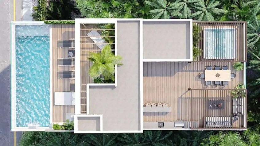 Vista aerea Amenidades Costalina Residences Playa del Carmen