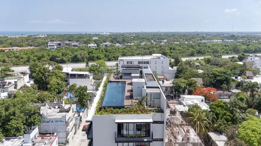 Aerial view with dron in rooftop Nikki Ocean Playa del Carmen