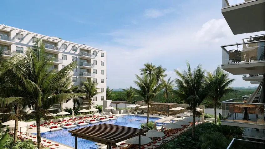 Vista lateral de Alzia Residencial Cancun