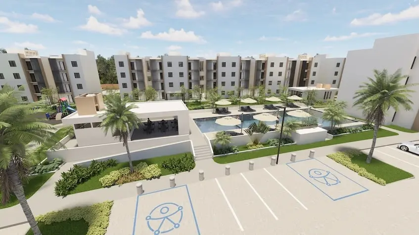 Zona alberca en Almaha Residencial Cancun
