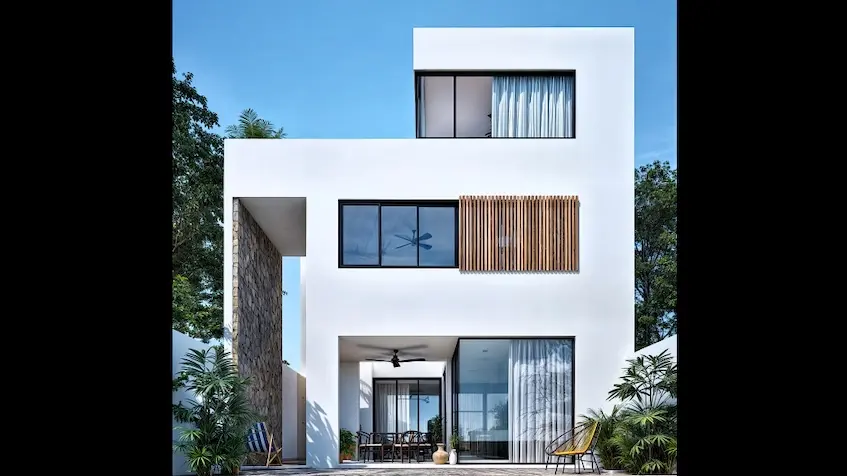Fachada casa posterior Casa Ciudad Mayakoba Playa del Carmen
