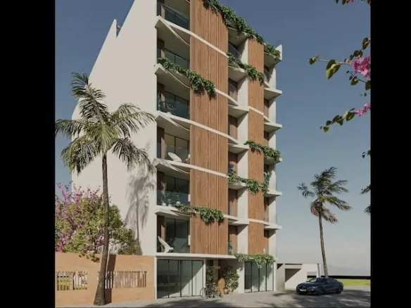 Fachada frontal Petrus Condos Playa del Carmen