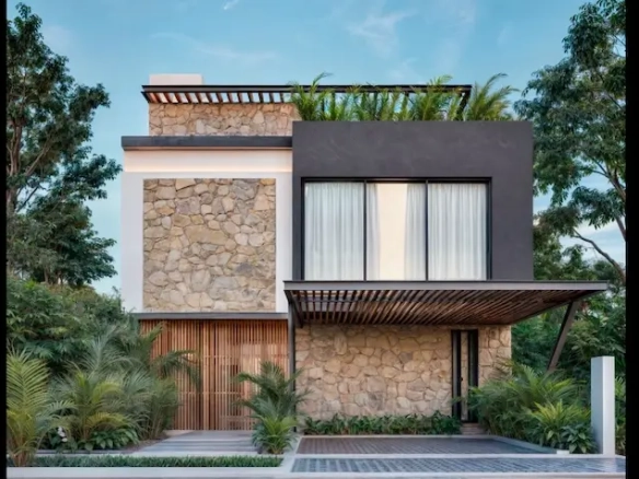 Fachada principal Casa Ciudad Mayakoba Playa del Carmen