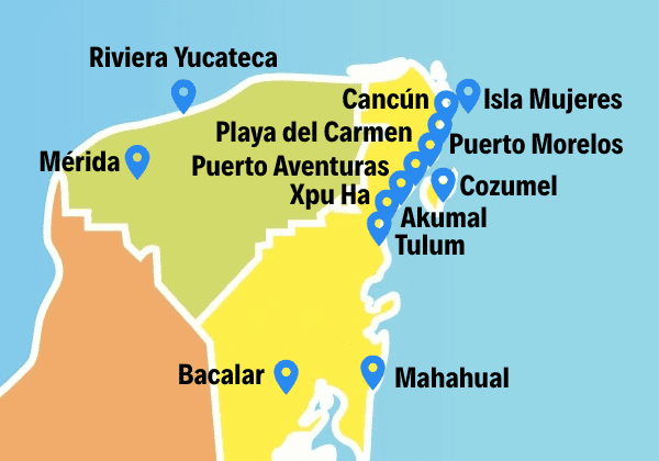 Mapa peninsula de Yucatan