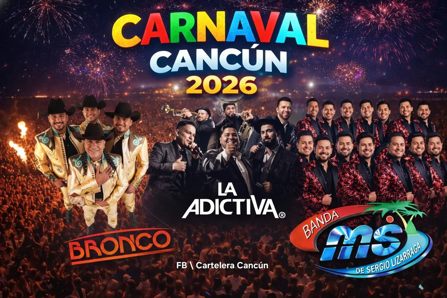 Artistas Confirmados para el Carnaval Cancún 2026