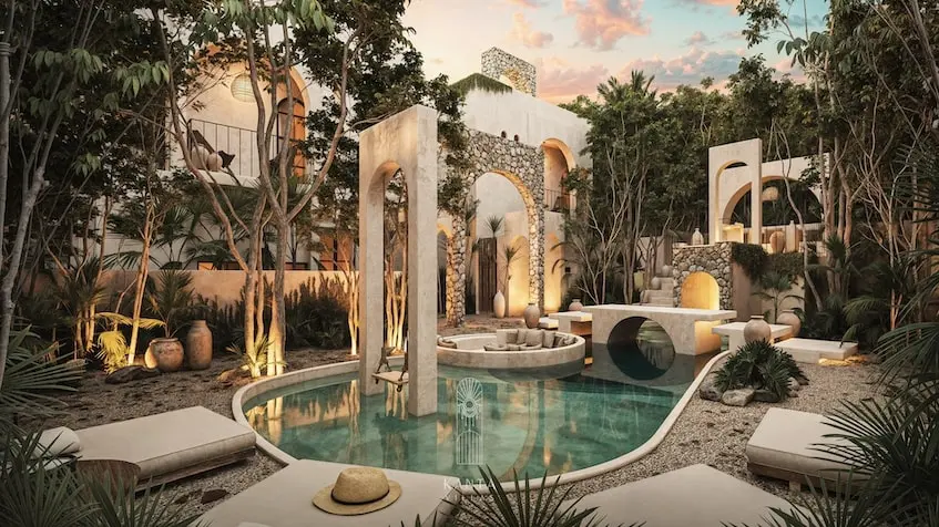 Cenote with pool at Kanta Villas Tulum